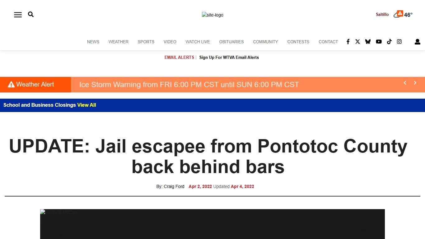 UPDATE: Jail escapee from Pontotoc County back behind bars News wtva.com