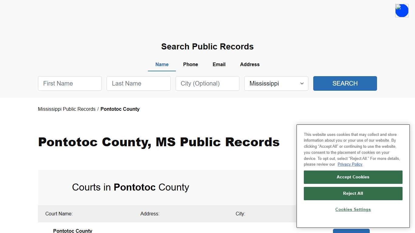 Pontotoc County, MS Public Court, Arrest and Inmate Records - ThePublicIndex